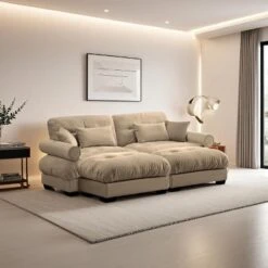 Christopher Knight Home Alger 93.7" Velvet Round Armrests Sofa With Ottoman -Christopher Knight Home GUEST a0e18f22 91c0 4b36 a374 b52f6d617e1a