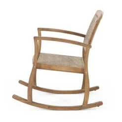Welby Outdoor Acacia Wood/Wicker Rocking Chair Light Brown - Christopher Knight Home -Christopher Knight Home GUEST a1a3e859 94b5 447f b19e 1a48975bca66