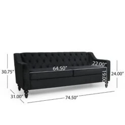 Knouff Modern Glam Tufted Velvet 3 Seater Sofa - Christopher Knight Home -Christopher Knight Home GUEST a27cf821 64d7 43e8 9c02 ebf120734d93