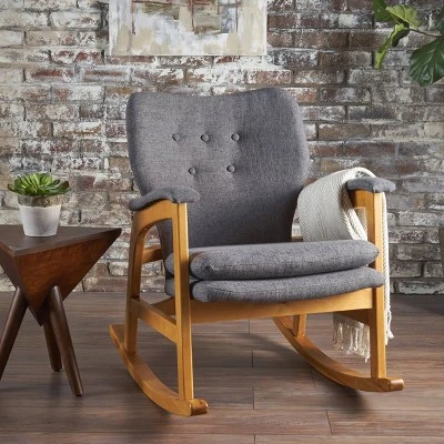 Braant Mid-Century Fabric Rocker - Christopher Knight Home 3 Braant Mid-Century Fabric Rocker - Christopher Knight Home