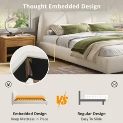 Christopher Knight Home Cletes Modern Wood And Metal Platform Bed With Upholstered Headboard -Christopher Knight Home GUEST a51269ee ddcc 469f ae1c 4c55edc48763