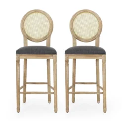 2pc Epworth French Country Wooden Barstools With Upholstered Seating - Christopher Knight Home -Christopher Knight Home GUEST a59d2168 ccee 46b5 8e94 d603de768ef2
