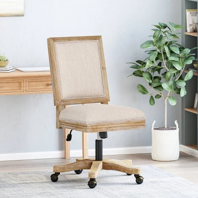 Sandine Rustic Upholstered Swivel Office Chair - Christopher Knight Home 3 Sandine Rustic Upholstered Swivel Office Chair - Christopher Knight Home