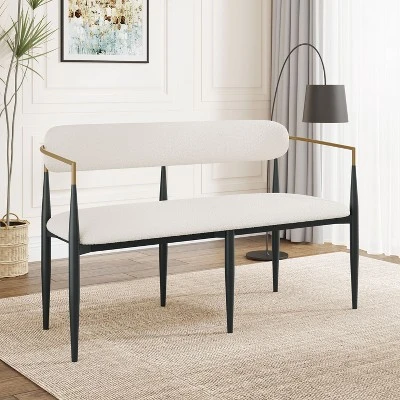 Christopher Knight Home Ingrid Modern Iron Frame Upholstered 55" Loveseat With Open Curved Back 10 Christopher Knight Home Ingrid Modern Iron Frame Upholstered 55" Loveseat With Open Curved Back - Image 8