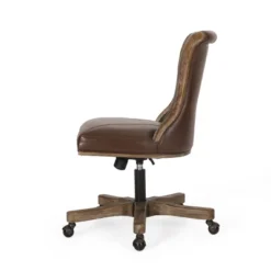Coulee Contemporary Upholstered Roll Back Swivel Office Chair Dark Brown/Natural - Christopher Knight Home -Christopher Knight Home GUEST a7434c73 f11e 4c84 9a08 1fbc19ccdd3c