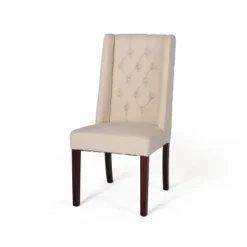 Set Of 2 Blount Wooden Dining Chairs With Fabric Cushions Beige/Natural Finish - Christopher Knight Home -Christopher Knight Home GUEST a797d124 7038 413a 877d 48973887d66d