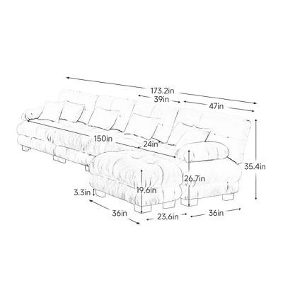 Christopher Knight Home Kelly Modular Chenille Upholstery 173.2" Sectional Sofa With Ottomans 8 Christopher Knight Home Kelly Modular Chenille Upholstery 173.2" Sectional Sofa With Ottomans - Image 6