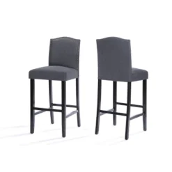 Set Of 2 Darren Contemporary Upholstered Barstools With Nailhead Trim - Christopher Knight Home -Christopher Knight Home GUEST a95461a3 052f 45fa ba01 11602b27e087
