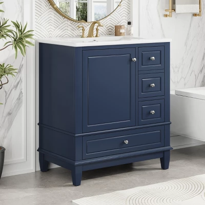 Christopher Knight Home Thomas 30" Bathroom Vanity With Sink, One Door With Shelf And Three Drawers 14 Christopher Knight Home Thomas 30" Bathroom Vanity With Sink, One Door With Shelf And Three Drawers - Image 12