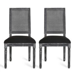 Set Of 2 Regina French Country Wood And Cane Upholstered Dining Chairs - Christopher Knight Home -Christopher Knight Home GUEST aa9f6d45 9932 4cb1 856a 59d5549f95ee