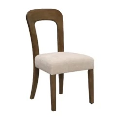 Set Of 2 Elegant Wooden Dining Chairs With Chenille Upholstered Seat, Solid Rubberwood Frame - Christopher Knight Home -Christopher Knight Home GUEST ab919172 47bd 461e 9e92 05cdccc69094