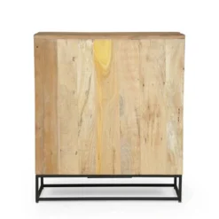 Orem Handcrafted Boho Wooden 2 Door Cabinet Natural/Black - Christopher Knight Home: Artisan Storage, Iron Frame -Christopher Knight Home GUEST ad9005a6 d8a9 4f0c a27f 4f5eb86f8d81