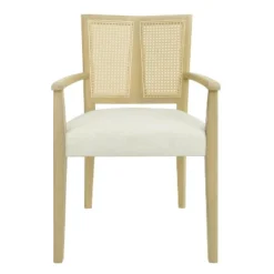 Christopher Knight Home Hana Rubberwood Upholstered Dining Arm Chairs With Cane Webbing(Set Of 2) -Christopher Knight Home GUEST aeb41bf8 c61d 4fbc 84f1 02cef16bb07d