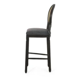 2pc Govan French Country Wooden Counter Height Barstools With Upholstered Seating Charcoal/Black - Christopher Knight Home -Christopher Knight Home GUEST aec5d6e0 2b54 492d a510 49bec3fe7cae