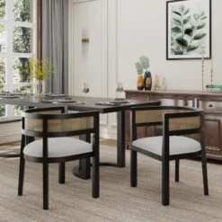 Christopher Knight Home Cinnabar 19.75" Seat Height Upholstered Rubberwood Tub Dining Chairs With Cane Back(Set Of 2) -Christopher Knight Home GUEST af0e8dc7 a0a9 4df2 bea9 079310b44d11