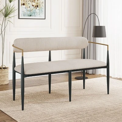 Christopher Knight Home Ingrid Modern Iron Frame Upholstered 55" Loveseat With Open Curved Back 11 Christopher Knight Home Ingrid Modern Iron Frame Upholstered 55" Loveseat With Open Curved Back - Image 9