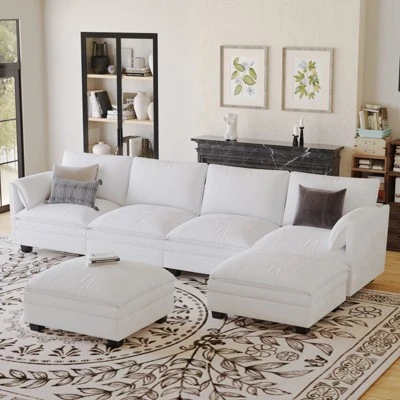 Christopher Knight Home 141.5'' Fabric U-Shaped Sectional Sofa With Ottoman And Pockets 9 Christopher Knight Home 141.5'' Fabric U-Shaped Sectional Sofa With Ottoman And Pockets - Image 7