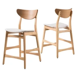 Set Of 2 24" Gavin Natural Frame Counter Height Barstool - Christopher Knight Home -Christopher Knight Home GUEST b3d69e90 8e65 40f7 a5af 8dff127ea136