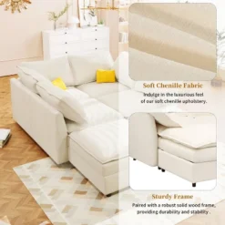 Christopher Knight Home Hars 126" Modular Sectional Sofa With Double Layer Seat Cushions And Storage -Christopher Knight Home GUEST b43bdb0e 416f 4971 99b7 9eff0ac5472d