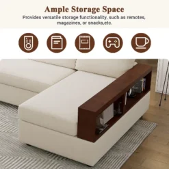 87.4"W Sectional Sofa Couch Set, Upholstered Sofa Chair With Reversible Armrests For Living Room -Christopher Knight Home -Christopher Knight Home GUEST b48a69ef 7c4b 4e5d ab4a 028b133e580f