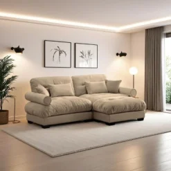 Christopher Knight Home Alger 93.7" Oversized Velvet L-Sectional Sofa With Ottoman -Christopher Knight Home GUEST b4f2ea4c ae18 440d a72a 48cc3cead005