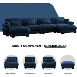 Christopher Knight Home Chasel Modern 4 Seater Velvet 166" U Sofa With Bolstered Armrests And Two Movable Ottomans -Christopher Knight Home GUEST b54cfda2 cc00 4712 bf10 8f14a7e3632f