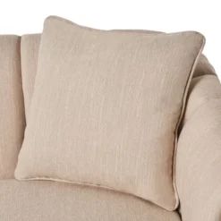 Gamay Contemporary Channel Stitched Fabric Loveseat Beige/Dark Walnut - Christopher Knight Home -Christopher Knight Home GUEST b54ee6e8 7b72 403a 8de9 6bf19e91b953