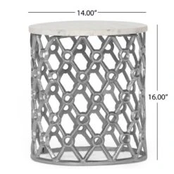 Lenhart Modern Glam Handcrafted Marble Top Aluminum Side Table Nickel/White - Christopher Knight Home -Christopher Knight Home GUEST b572c300 826c 482d afc7 180a77d6357a