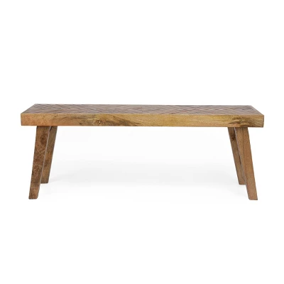 Fircrest Handcrafted Boho Mango Wood Bench Natural - Christopher Knight Home 3 Fircrest Handcrafted Boho Mango Wood Bench Natural - Christopher Knight Home