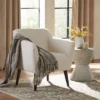 Alphonse Contemporary Boucle Fabric Arm Chair Ivory/Matte Black - Christopher Knight Home -Christopher Knight Home GUEST b7f4ab5c 06a7 458f 8fc1 59a03ad36869