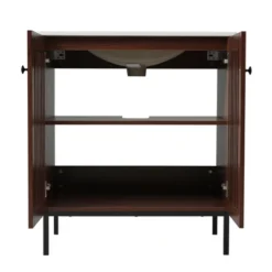 Christopher Knight Home Raja 30" Contemporary Vintage Bathroom Vanity With Ceramic Sink And Fence Door, Dark Brown -Christopher Knight Home GUEST b8afe78c 29bf 4c3c 87f4 68243ce0b937