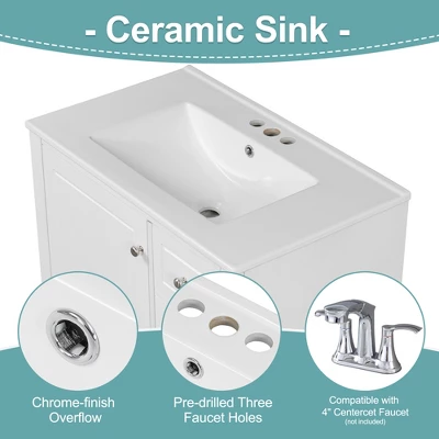 Christopher Knight Home Thomas 30" Bathroom Vanity With Sink, One Door With Shelf And Three Drawers 7 Christopher Knight Home Thomas 30" Bathroom Vanity With Sink, One Door With Shelf And Three Drawers - Image 5