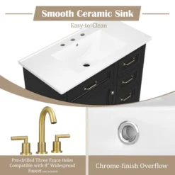 Christopher Knight Home Timeus 36" Modern Bathroom Vanity With Ceramic Sink, Drawers -Christopher Knight Home GUEST b9143b3b e047 4650 9c75 4feef11e777e