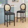 2pc Govan French Country Wooden Counter Height Barstools With Upholstered Seating Charcoal/Black - Christopher Knight Home -Christopher Knight Home GUEST b986abaa aa79 4526 80f3 768213e40924
