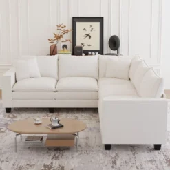 Christopher Knight Home Bruno Convertible Chenille 97'' Corner L-Sectional Sofa With Armrest Storage