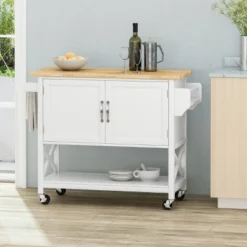 Finzer Farmhouse Kitchen Cart White - Christopher Knight Home