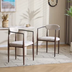 Christopher Knight Home Jaromir Modern Upholstered Iron Dining Chairs With Curved Open Back (Set Of 2) -Christopher Knight Home GUEST bafbd51e 0f4b 4e5c a341 577578d37c37
