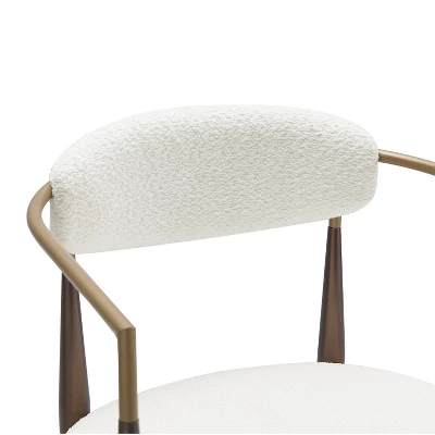 Christopher Knight Home Grov Upholstered Boucle Iron Dining Chair (Set Of 2), Beige And Gold 8 Christopher Knight Home Grov Upholstered Boucle Iron Dining Chair (Set Of 2), Beige And Gold - Image 6