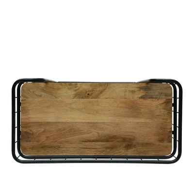 Colwill Modern Industrial Handcrafted Mango Wood Kitchen Cart With Wheels Natural/Black - Christopher Knight Home 5 Colwill Modern Industrial Handcrafted Mango Wood Kitchen Cart With Wheels Natural/Black - Christopher Knight Home - Image 3