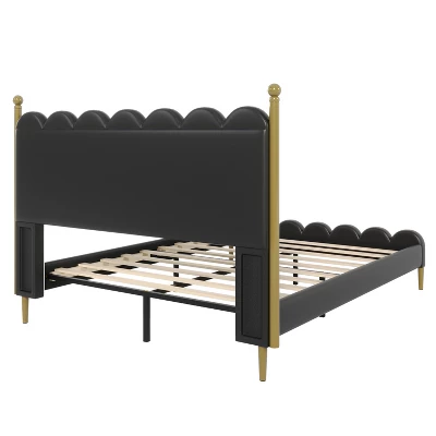 Christopher Knight Home Caitria Contemporary Faux Leather Platform Bed With Headboard And Footboard 9 Christopher Knight Home Caitria Contemporary Faux Leather Platform Bed With Headboard And Footboard - Image 7