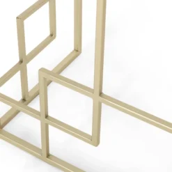 Depue Modern Glam Geometric Console Table Gold/White - Christopher Knight Home -Christopher Knight Home GUEST bd600fdd 0c9a 4ee2 b084 36f622db62c8