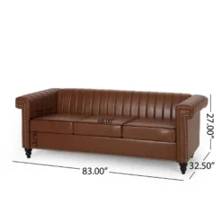 Drury Contemporary Channel Stitch 3 Seater Sofa With Nailhead Trim - Christopher Knight Home -Christopher Knight Home GUEST beab96b4 9dca 4205 8664 9aee7ced4b92