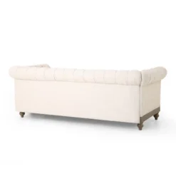 79"W 3-Seat Sofa Couch, Retro Wooden Upholstered Tufted Sofa -Christopher Knight Home -Christopher Knight Home GUEST bf574e32 9dd0 4115 81a1 a02049cb7cf7
