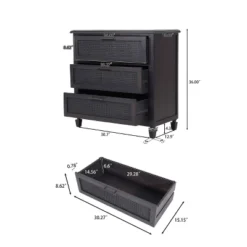 Newell Rustic Acacia Wood And Cane 3 Drawer Dresser Dark Gray - Christopher Knight Home -Christopher Knight Home GUEST c1a90296 4dd4 4fb7 987e 80d5729c1a92