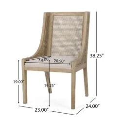 Christopher Knight Home Set Of 2 Maurers Cane And Wood Upholstered Dining Chairs Beige/Natural -Christopher Knight Home GUEST c2afcf0f 2840 4c3d 9a7e 7709f0fe5516