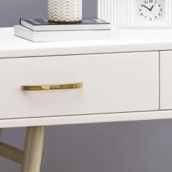 Dehaviland Modern Wood Vanity Table White/Champagne Gold - Christopher Knight Home -Christopher Knight Home GUEST c32258d7 890a 4423 a388 d00834a74210