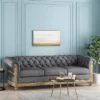 Saragus Chesterfield Tufted 3 Seater Sofa With Nailhead Trim Charcoal/Dark Brown - Christopher Knight Home -Christopher Knight Home GUEST c3a973a5 62c4 4a37 8be3 fc344fc9cca3