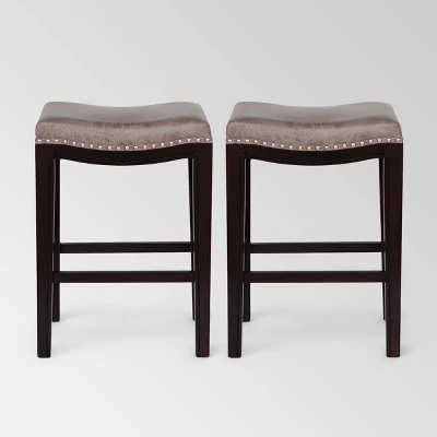 Set Of 2 Tiffin Contemporary Studded Counter Height Barstools - Christopher Knight Home 6 Set Of 2 Tiffin Contemporary Studded Counter Height Barstools - Christopher Knight Home - Image 4
