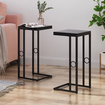 Set Of 2 Bader Modern C-Shaped Side Table Black - Christopher Knight Home 3 Set Of 2 Bader Modern C-Shaped Side Table Black - Christopher Knight Home