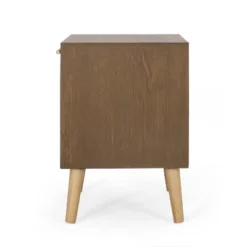 Hulett Contemporary End Table With Storage Walnut/Natural/Antique Gold - Christopher Knight Home -Christopher Knight Home GUEST c7dfc74b 904e 484c 9725 9c487cb65f0b